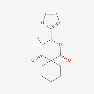 molecular formula C16H20O4 B11512797 3-(Furan-2-yl)-4,4-dimethyl-2-oxaspiro[5.5]undecane-1,5-dione 