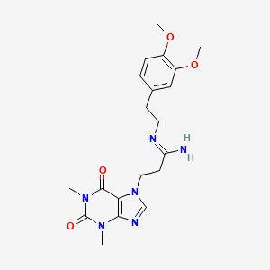 molecular formula C20H26N6O4 B11512877 N-[2-(3,4-dimethoxyphenyl)ethyl]-3-(1,3-dimethyl-2,6-dioxo-1,2,3,6-tetrahydro-7H-purin-7-yl)propanimidamide 