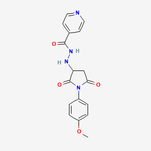 molecular formula C17H16N4O4 B11512891 N'-[1-(4-methoxyphenyl)-2,5-dioxopyrrolidin-3-yl]pyridine-4-carbohydrazide 