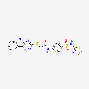 2-[(5-methyl-5H-[1,2,4]triazino[5,6-b]indol-3-yl)sulfanyl]-N-[4-(1,3-thiazol-2-ylsulfamoyl)phenyl]acetamide