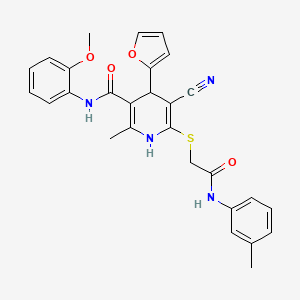 5-cyano-4-(furan-2-yl)-N-(2-methoxyphenyl)-2-methyl-6-({2-[(3-methylphenyl)amino]-2-oxoethyl}sulfanyl)-1,4-dihydropyridine-3-carboxamide