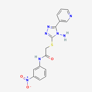 molecular formula C15H13N7O3S B11512920 2-{[4-amino-5-(pyridin-3-yl)-4H-1,2,4-triazol-3-yl]sulfanyl}-N-(3-nitrophenyl)acetamide 