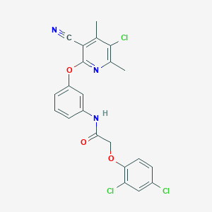 molecular formula C22H16Cl3N3O3 B11512956 N-{3-[(5-chloro-3-cyano-4,6-dimethylpyridin-2-yl)oxy]phenyl}-2-(2,4-dichlorophenoxy)acetamide 