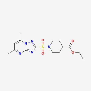 molecular formula C15H21N5O4S B11512961 Ethyl 1-[(5,7-dimethyl[1,2,4]triazolo[1,5-a]pyrimidin-2-yl)sulfonyl]piperidine-4-carboxylate 