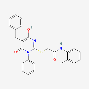 2-[(5-benzyl-4-hydroxy-6-oxo-1-phenyl-1,6-dihydropyrimidin-2-yl)sulfanyl]-N-(2-methylphenyl)acetamide