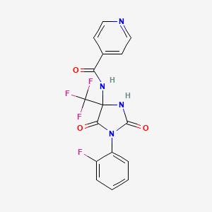 molecular formula C16H10F4N4O3 B11513018 N-[1-(2-fluorophenyl)-2,5-dioxo-4-(trifluoromethyl)imidazolidin-4-yl]pyridine-4-carboxamide 