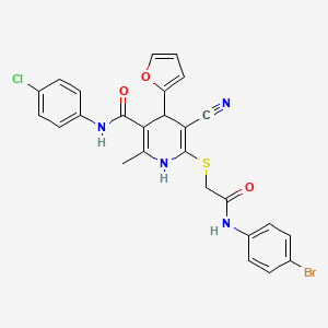 6-({2-[(4-bromophenyl)amino]-2-oxoethyl}sulfanyl)-N-(4-chlorophenyl)-5-cyano-4-(furan-2-yl)-2-methyl-1,4-dihydropyridine-3-carboxamide