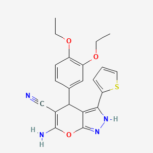 6-Amino-4-(3,4-diethoxyphenyl)-3-(thiophen-2-yl)-1,4-dihydropyrano[2,3-c]pyrazole-5-carbonitrile