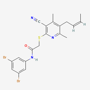 2-({5-[(2Z)-but-2-en-1-yl]-3-cyano-4,6-dimethylpyridin-2-yl}sulfanyl)-N-(3,5-dibromophenyl)acetamide