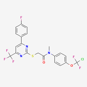 molecular formula C21H14ClF6N3O2S B11513167 N-{4-[chloro(difluoro)methoxy]phenyl}-2-{[4-(4-fluorophenyl)-6-(trifluoromethyl)pyrimidin-2-yl]sulfanyl}-N-methylacetamide 