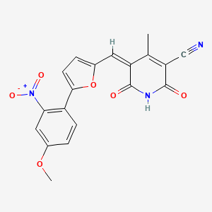 molecular formula C19H13N3O6 B11513174 (5Z)-2-hydroxy-5-{[5-(4-methoxy-2-nitrophenyl)furan-2-yl]methylidene}-4-methyl-6-oxo-5,6-dihydropyridine-3-carbonitrile 