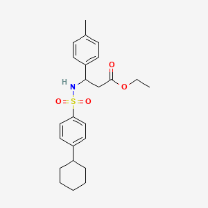 Ethyl 3-{[(4-cyclohexylphenyl)sulfonyl]amino}-3-(4-methylphenyl)propanoate