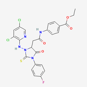 Ethyl 4-[({3-[(3,5-dichloropyridin-2-yl)amino]-1-(4-fluorophenyl)-5-oxo-2-thioxoimidazolidin-4-yl}acetyl)amino]benzoate