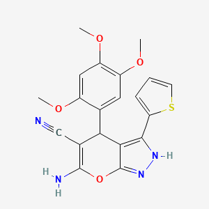 6-Amino-3-(thiophen-2-yl)-4-(2,4,5-trimethoxyphenyl)-1,4-dihydropyrano[2,3-c]pyrazole-5-carbonitrile