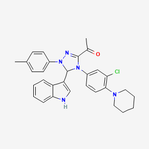 1-{4-[3-chloro-4-(piperidin-1-yl)phenyl]-5-(1H-indol-3-yl)-1-(4-methylphenyl)-4,5-dihydro-1H-1,2,4-triazol-3-yl}ethanone