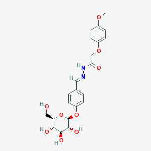 molecular formula C22H26N2O9 B11513385 N'-[4-(hexopyranosyloxy)benzylidene]-2-(4-methoxyphenoxy)acetohydrazide 