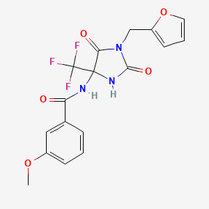 N-[1-(furan-2-ylmethyl)-2,5-dioxo-4-(trifluoromethyl)imidazolidin-4-yl]-3-methoxybenzamide