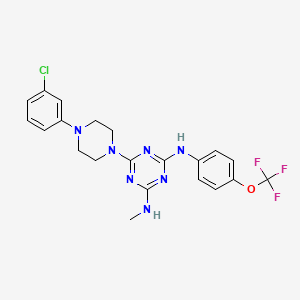 molecular formula C21H21ClF3N7O B11513433 6-[4-(3-chlorophenyl)piperazin-1-yl]-N-methyl-N'-[4-(trifluoromethoxy)phenyl]-1,3,5-triazine-2,4-diamine 