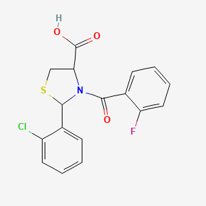 2-(2-Chlorophenyl)-3-[(2-fluorophenyl)carbonyl]-1,3-thiazolidine-4-carboxylic acid