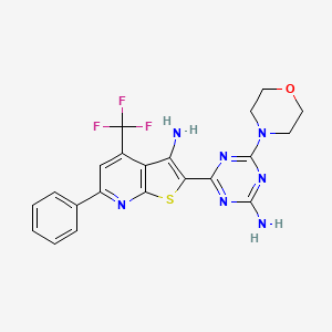 2-[4-Amino-6-(morpholin-4-yl)-1,3,5-triazin-2-yl]-6-phenyl-4-(trifluoromethyl)thieno[2,3-b]pyridin-3-amine