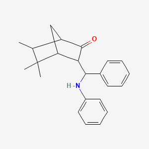 molecular formula C23H27NO B11513518 5,5,6-Trimethyl-3-[phenyl(phenylamino)methyl]bicyclo[2.2.1]heptan-2-one CAS No. 484049-68-5