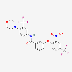 molecular formula C25H19F6N3O5 B11513542 N-[4-(morpholin-4-yl)-3-(trifluoromethyl)phenyl]-3-[2-nitro-4-(trifluoromethyl)phenoxy]benzamide 