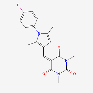 molecular formula C19H18FN3O3 B11513545 5-{[1-(4-fluorophenyl)-2,5-dimethyl-1H-pyrrol-3-yl]methylidene}-1,3-dimethylpyrimidine-2,4,6(1H,3H,5H)-trione 