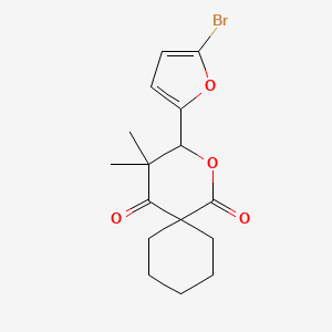 molecular formula C16H19BrO4 B11513550 3-(5-Bromofuran-2-yl)-4,4-dimethyl-2-oxaspiro[5.5]undecane-1,5-dione 