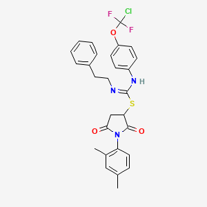 1-(2,4-dimethylphenyl)-2,5-dioxopyrrolidin-3-yl N-{4-[chloro(difluoro)methoxy]phenyl}-N'-(2-phenylethyl)carbamimidothioate