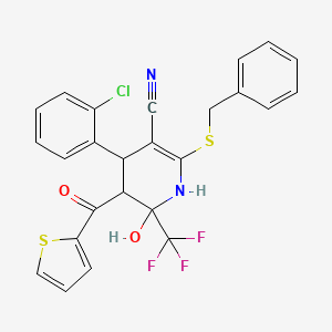 2-(Benzylsulfanyl)-4-(2-chlorophenyl)-6-hydroxy-5-(thiophen-2-ylcarbonyl)-6-(trifluoromethyl)-1,4,5,6-tetrahydropyridine-3-carbonitrile