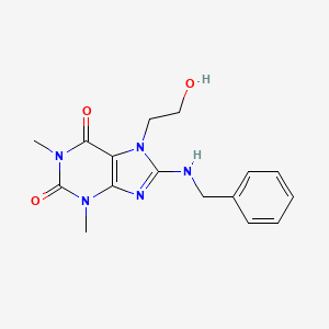 molecular formula C16H19N5O3 B11513578 8-(Benzylamino)-7-(2-hydroxyethyl)-1,3-dimethyl-3,7-dihydro-1H-purine-2,6-dione 