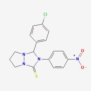 3-(4-chlorophenyl)-2-(4-nitrophenyl)tetrahydro-1H,5H-pyrazolo[1,2-a][1,2,4]triazole-1-thione