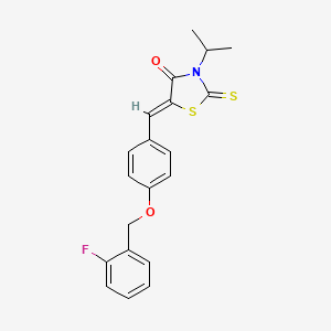 molecular formula C20H18FNO2S2 B11513626 (5Z)-5-{4-[(2-fluorobenzyl)oxy]benzylidene}-3-(propan-2-yl)-2-thioxo-1,3-thiazolidin-4-one 