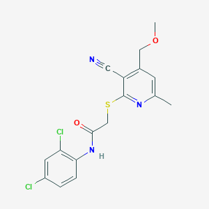 2-{[3-cyano-4-(methoxymethyl)-6-methylpyridin-2-yl]sulfanyl}-N-(2,4-dichlorophenyl)acetamide