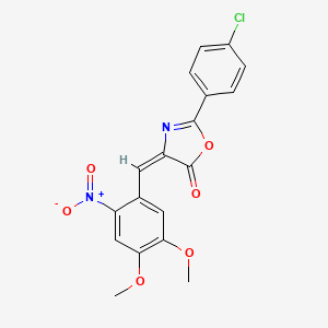 molecular formula C18H13ClN2O6 B11513716 (4E)-2-(4-chlorophenyl)-4-(4,5-dimethoxy-2-nitrobenzylidene)-1,3-oxazol-5(4H)-one 