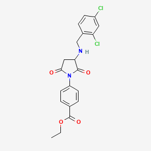 molecular formula C20H18Cl2N2O4 B11513728 Ethyl 4-{3-[(2,4-dichlorobenzyl)amino]-2,5-dioxopyrrolidin-1-yl}benzoate 