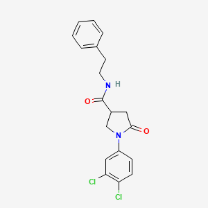 molecular formula C19H18Cl2N2O2 B11513736 1-(3,4-dichlorophenyl)-5-oxo-N-(2-phenylethyl)pyrrolidine-3-carboxamide 