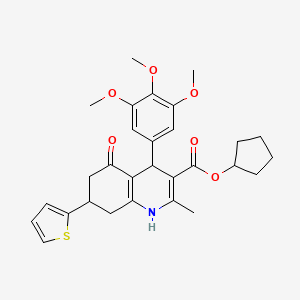 Cyclopentyl 2-methyl-5-oxo-7-(thiophen-2-yl)-4-(3,4,5-trimethoxyphenyl)-1,4,5,6,7,8-hexahydroquinoline-3-carboxylate