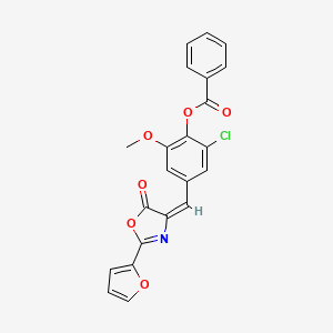 2-chloro-4-{(E)-[2-(furan-2-yl)-5-oxo-1,3-oxazol-4(5H)-ylidene]methyl}-6-methoxyphenyl benzoate