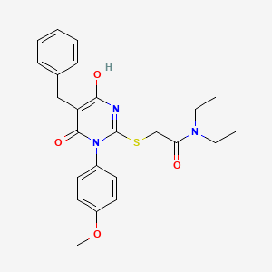 2-{[5-benzyl-4-hydroxy-1-(4-methoxyphenyl)-6-oxo-1,6-dihydropyrimidin-2-yl]sulfanyl}-N,N-diethylacetamide