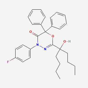 molecular formula C30H33FN2O3 B11513805 4-(4-fluorophenyl)-2-(5-hydroxynonan-5-yl)-6,6-diphenyl-4H-1,3,4-oxadiazin-5(6H)-one 