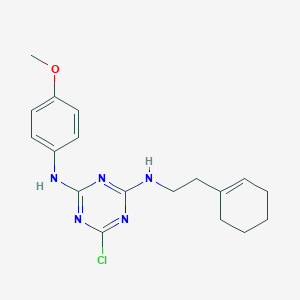 6-chloro-N-[2-(cyclohex-1-en-1-yl)ethyl]-N'-(4-methoxyphenyl)-1,3,5-triazine-2,4-diamine