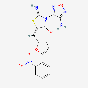 (5E)-3-(4-amino-1,2,5-oxadiazol-3-yl)-2-imino-5-{[5-(2-nitrophenyl)furan-2-yl]methylidene}-1,3-thiazolidin-4-one