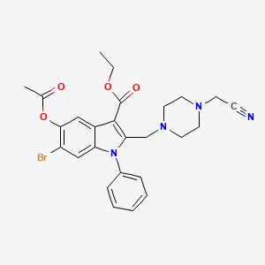 ethyl 5-(acetyloxy)-6-bromo-2-{[4-(cyanomethyl)piperazin-1-yl]methyl}-1-phenyl-1H-indole-3-carboxylate