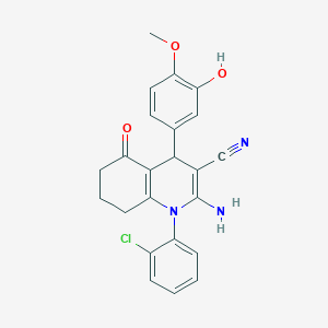 2-Amino-1-(2-chlorophenyl)-4-(3-hydroxy-4-methoxyphenyl)-5-oxo-1,4,5,6,7,8-hexahydroquinoline-3-carbonitrile