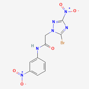 molecular formula C10H7BrN6O5 B11513919 2-(5-Bromo-3-nitro-1H-1,2,4-triazol-1-yl)-N-(3-nitrophenyl)acetamide 