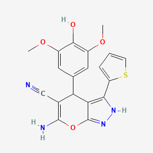 6-Amino-4-(4-hydroxy-3,5-dimethoxyphenyl)-3-(thiophen-2-yl)-1,4-dihydropyrano[2,3-c]pyrazole-5-carbonitrile