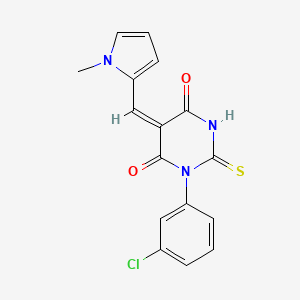 molecular formula C16H12ClN3O2S B11513937 (5E)-1-(3-chlorophenyl)-5-[(1-methyl-1H-pyrrol-2-yl)methylidene]-2-thioxodihydropyrimidine-4,6(1H,5H)-dione 