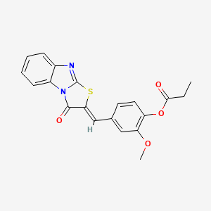 2-methoxy-4-[(Z)-(3-oxo[1,3]thiazolo[3,2-a]benzimidazol-2(3H)-ylidene)methyl]phenyl propanoate