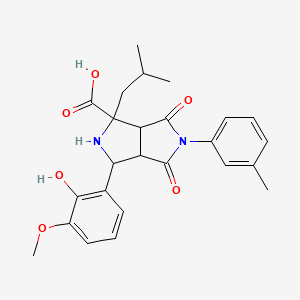 molecular formula C25H28N2O6 B11514015 3-(2-Hydroxy-3-methoxyphenyl)-5-(3-methylphenyl)-1-(2-methylpropyl)-4,6-dioxooctahydropyrrolo[3,4-c]pyrrole-1-carboxylic acid 